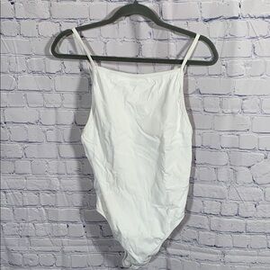 Andie Swim Womens Paloma Ribbed One Piece White Beach Vacation Cruise Sz LT NWT